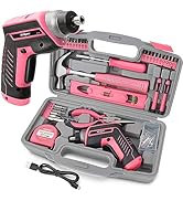 Hi-Spec 35pc Pink tool kit with 3.6V USB Electric Screwdriver and drill set. Complete women tool set