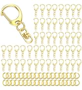 Evnlo 50Pcs Keychain Clip Swivel Snap Hooks,Lobster Claw Clasps Gold Key Chain Rings DIY Making K...