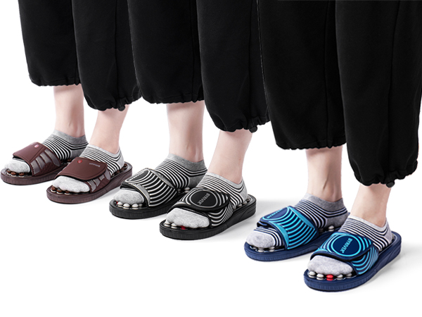 massage slippers in black, brown, blue color