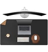 MAIDERN 40” x 24” Leather Desk Mat XL, Large Desk Pad, Reversible Cork &amp; Leather Large Mouse pad ...