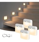 UMLAEN 4 Pack Motion Sensor Night Light Indoor, Rechargeable Under Cabinet Lighting, 60LM, 2-Mode...