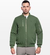 DEWBU Men's Heated Jacket with 12V Battery, Bomber Jacket Padded Waterproof Heating Coat for Wint...