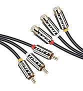 J&amp;D 3 RCA Extension Cable, RCA Cable Gold Plated Copper Shell Heavy Duty 3 RCA Male to 3 RCA Fema...