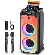 HWWR Karaoke Machine with 2 Microphones, Big Bluetooth Party Speaker for Adults, PA System with 5...