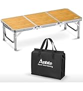 Anbte 3ft Low Folding Picnic Table, Thicker Aluminum Small Camping Table with Storage Bag, Portab...