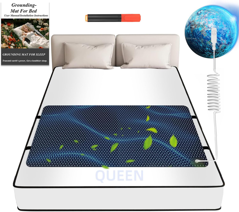 Grounding Mat for Bed: Enjoy Grounding Effect Indoors for Better Sleep Pain and Stress Relief Grounding Mat Set Comes with Grounding Cord (Queen)
