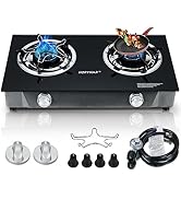 Horynar Propane Stove 2 Burner Propane Gas Stove Auto Ignition Portable Gas Stove 26000 BTU Tempe...