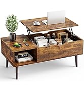 OLIXIS Wooden Coffee Table, Lift Top Coffee Table with Large Hidden Compartment and Ample Storage...