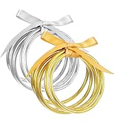 Alphatool Glitter Jelly Gold Bangles Bracelets for Women - Gold Soft Silicone Sparkling Ladies Fa...