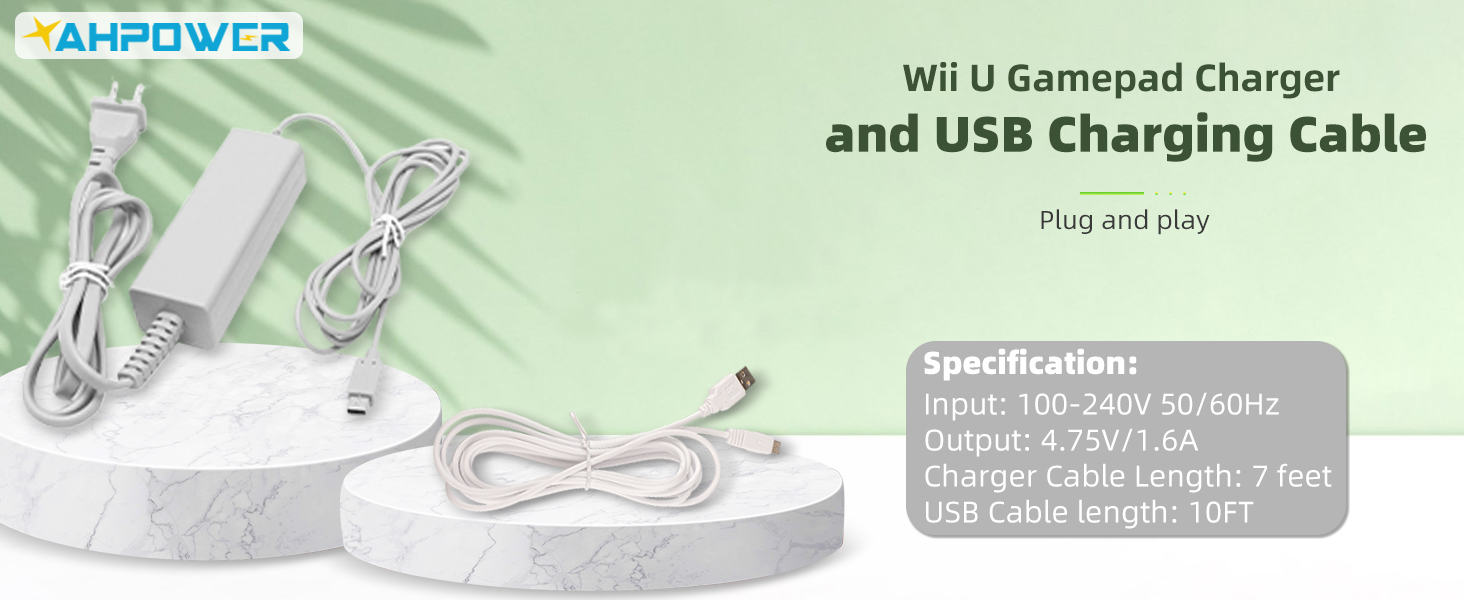 Wii U Gamepad Charger and USB Charging Cable Specifications