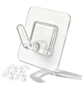 Fzundken 20 Pack Adhesive Wall Hooks for Hanging, Clear Adhesive Towel Coat Hooks, Damage Free St...