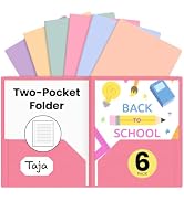 Taja Plastic Folders with Pockets (Assorted Pastel Colors), 2 Pocket Folders with Business Card S...