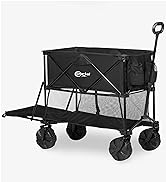 PORTAL Collapsible Double Decker Wagon, Foldable Wagon Cart with 54” Lower Decker, Folding Beach ...