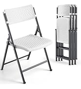 FurniEdge Folding Dining Chairs with No Assembly &amp; Floor-Safe, Wide Breathable Folding Chairs 4-P...