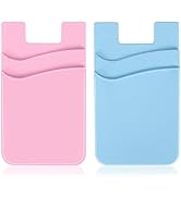 Zemexy 2Pack Phone Wallet,Silicone Credit Card Holder Stick on Double Pocket for Back of Cell Pho...