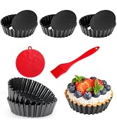 Quyimy 6 Pieces Mini Tart Pans 4 Inch with Removable Bottom Nonstick Quiche Pan 1.2 Inch Deep Min...