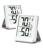 Ayawiss 2-Pack Room Thermometer Indoor Hygrometer for Home, Temperature Humidity Meter, Humidity ...