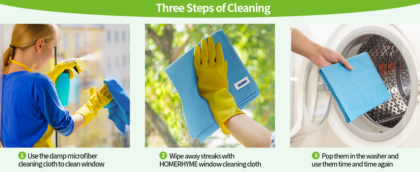 Window Cleaner Kit - Window and Glass Cleaning Cloth, Streak-free Windows with just Water