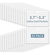 30 Pcs Clear Index Card Pockets, Self-Adhesive Label Pocket for Replaceable Labels with Top Openi...
