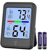 Digital Thermometer Hygrometer, Backlit Room Thermometer, Wall Thermometer, Indoor Thermometer wi...