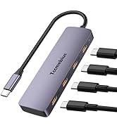 Tccmebius USB C Hub 10Gbps Aluminum, USB 3.2 Gen2 Splitter with 4 USB-C Data Ports, Portable Type...