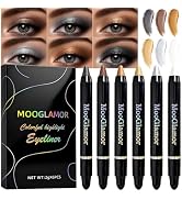 MooGlamor 6 Pcs Eyeshadow Stick Shimmer Eye Shadow Set with Retractable and Blendable Eye Shadow ...