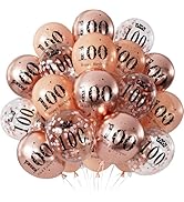 Adeyoo Rose Gold Birthday Balloons Decorations - 24 Pcs 100th Birthday Balloons for Women, Pearl ...