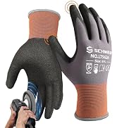 Schwer 6 Pairs Safety Work Gloves Sandy Nitrile Coated LT5626, Level 6 Abrasion Resistant (Certif...