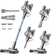 Zefiro Cordless Vacuum Cleaner for Home,550W /48Kpa 50Mins Stick Vacuum,Anti-Tangle 1.5L Dust Cup...