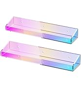 Bakzon 2 Pack Acrylic Shelves for Wall Storage, 15" Floating Shelves, Kids Bookshelf, Nail Polish...