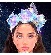Uranian Light Up Butterfly Headband LED Flower Headwear Luminous Laser Hair Hoop Glowing Party Ra...