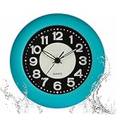LXSZRPH Bathroom Clock Waterproof for Water Spray, Shower Clocks Analog, Large Screen, Non Tickin...