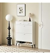 Donext Shoe Cabinet, Shoe Rack with 2 Flip Drawers &amp; 2 Drawers, Free Standing Modern Shoe Cabinet...