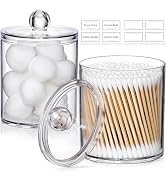 2 Pack Acrylic Qtip Holder Dispenser for Cotton Swabs, Balls, Pads, Floss Picks- Small Clear Plas...