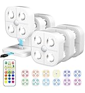 Wireless Step Light Rechargeable Puck Lights with Charging Station, Colorful RGB Motion Sensor Pu...