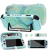 FUNDIARY Green Marble Travel Carrying Case for Nintendo Switch 2, Accessories Bundle with Slim Po...