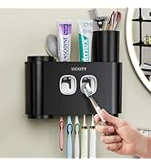 Toothbrush Holder Multi-Function Wall-Mounted, Automatic Toothpaste Dispenser &amp; Dust-Proof Toothb...