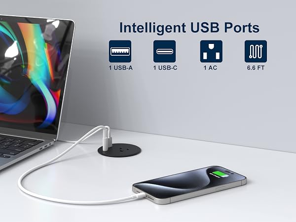 Desk power grommet