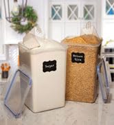 XXL 7 qt / 6.5 L / 220 Oz Food Storage Airtight Pantry Containers [Set of 2] WIDE &amp; DEEP + FREE 2..