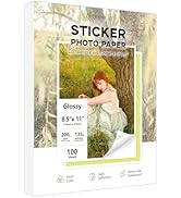 Glossy Sticker Paper for Inkjet Printer, Goefun Printable Glossy Photo Paper 8.5 x 11 Self-Adhesi...