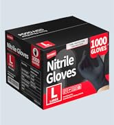 Supmedic Black Nitrile Gloves, 5 mil Powder-Free Latex-Free Chemical Resistant Disposable Medical...