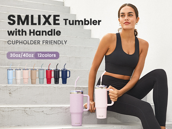 SMLIXE Tumbler with Handle and Straw Lid