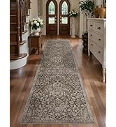 Ciicool 2x8 Hallway Runner Rug Low-Pile Soft Kitchen Brown Rugs Non-Slip Washable Vintage Floral ...
