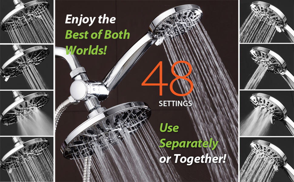 power wash shower, 1.8 gpm shower, dual showerhead