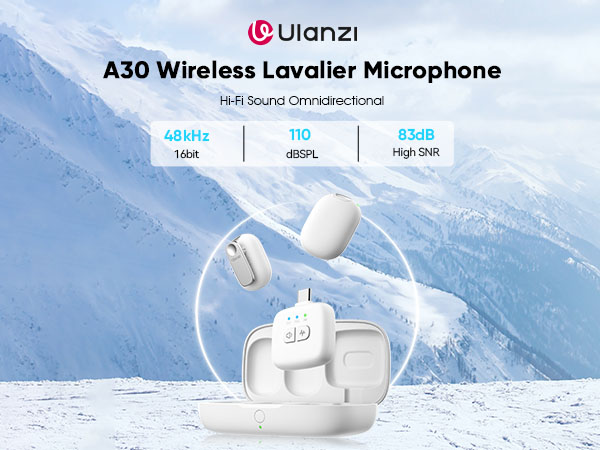 ULANZI A30 Tiny Mic Magnetic, Wireless Lavalier Microphone Mini Size, Noise Cancellation