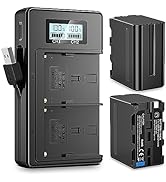 2 x 8800mAh Rechargeable NP-F970 Batteries and Charger, NP-F970 Battery Replacement for Camorder/...