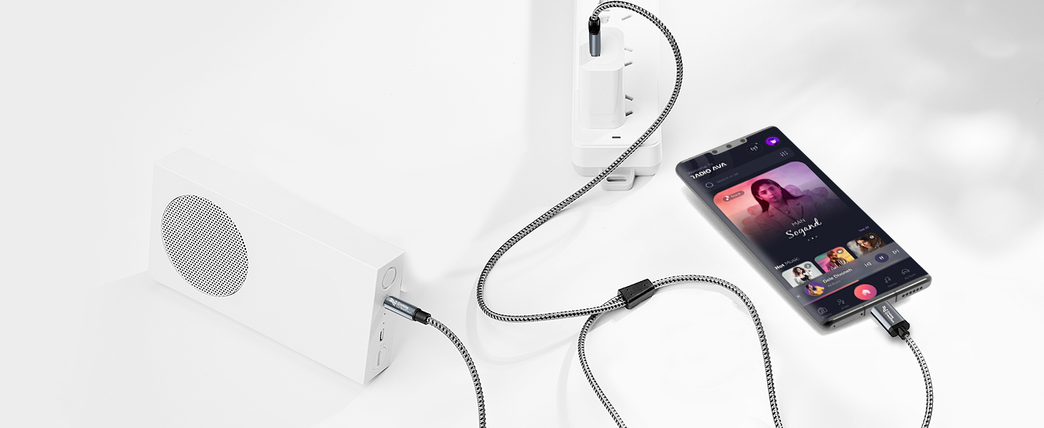 usb c charger cable with aux