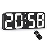 SZELAM Digital Wall Clock, 9.6” LED Large Digital Clock with Remote Control, 3 Level Brightness, ...