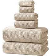 REDKISS 6-Piece Bath Towel Set - 2 Washcloths, 2 Hand Towels, 2 Bath Towels | Ultra-Fiber Coral F...