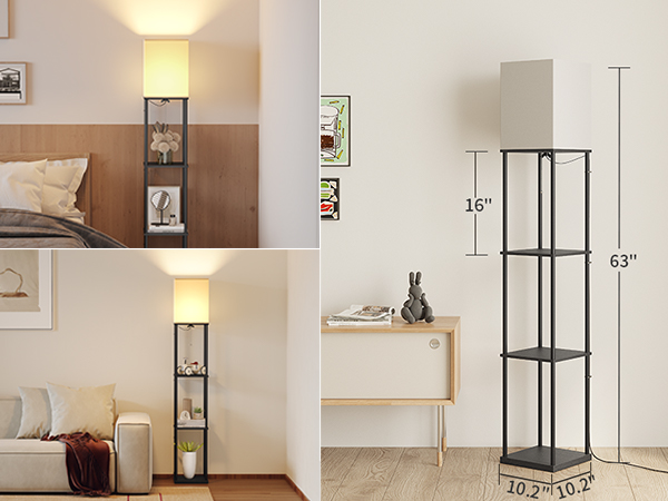 corner lamp with shelves
